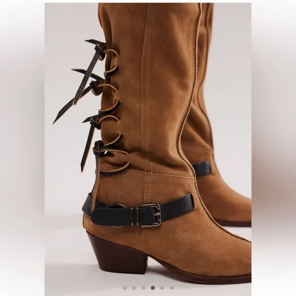 Free People Back-lace Sway low Slouchy boots - Picture 3 of 6